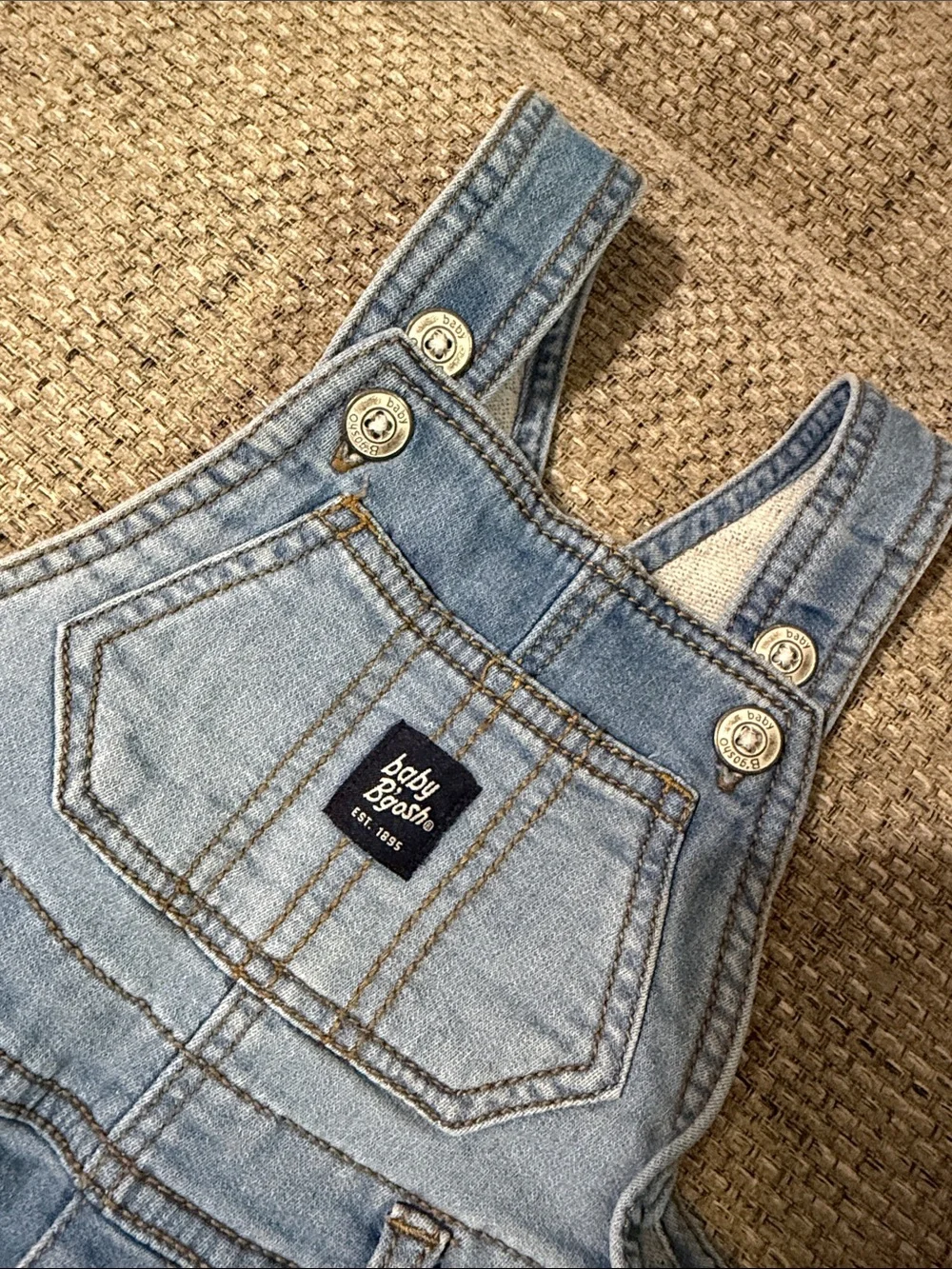 GAP Light Blue Denim Baby Overalls with Contrast Drawstring
